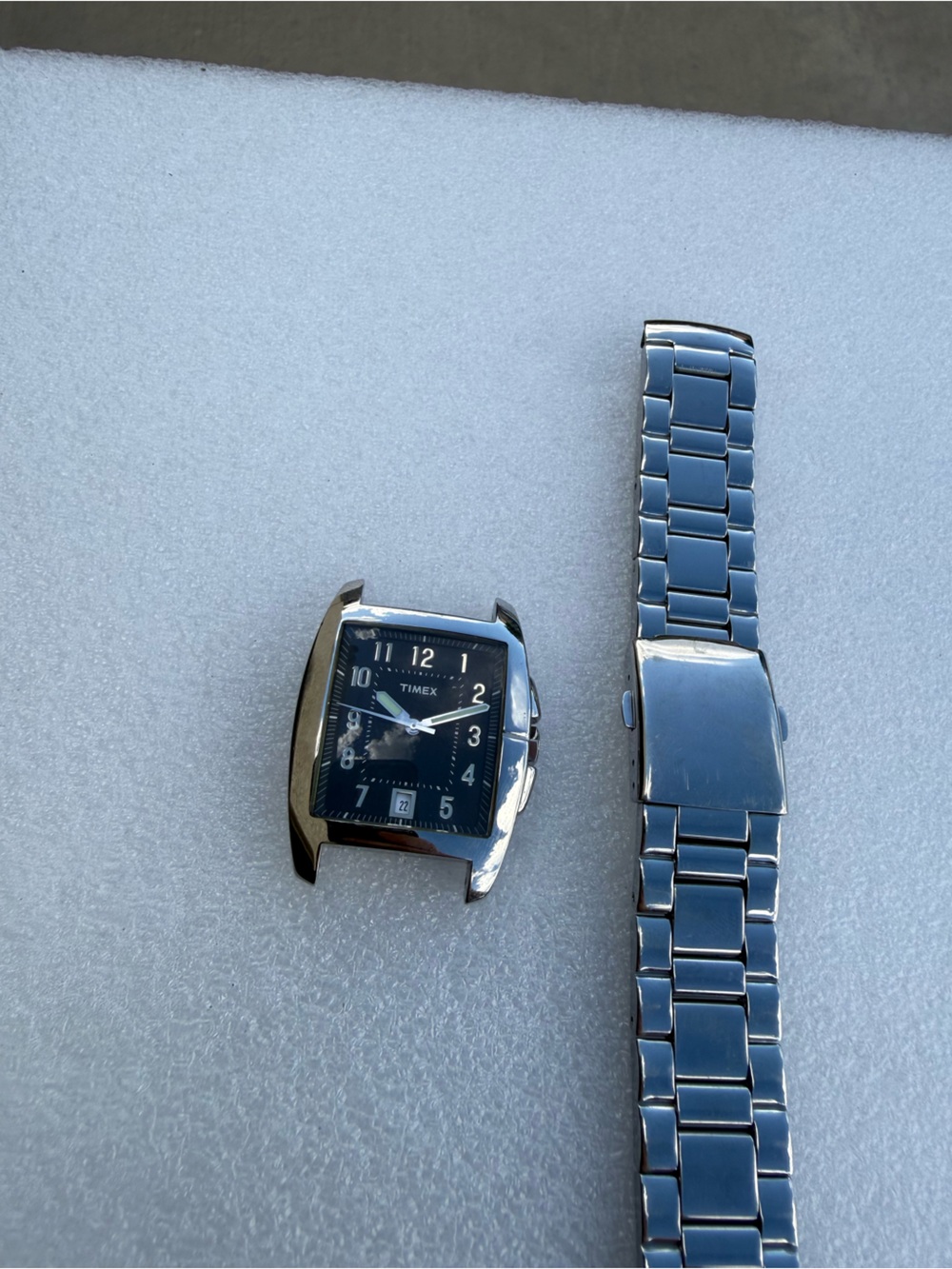 Timex Silver Stainless Case and Bracelet with Blue Dial